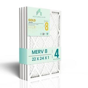 Accumulair Gold 22x24x1 MERV 8 Air Filter 4-Pack