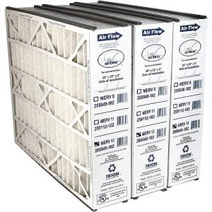 Trion Air Bear 20x25x5 Air Filter, MERV 13 Furnace AC Air Filter Replacement, for Air Purifier Systems, Actual Size (4.94 x 24.25 x 19.75 in), 3 Pack