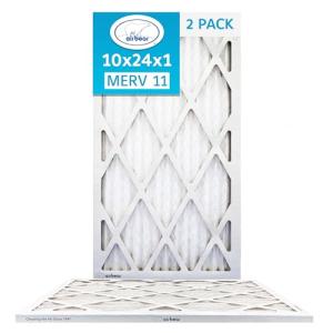 MERV 11 10x24x1 Pleated Air Filter (2-Pack)