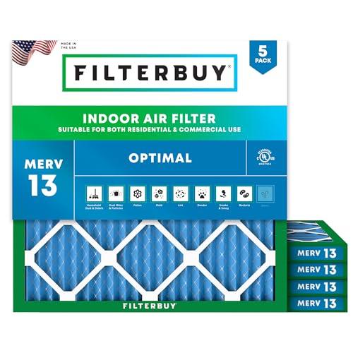 Filterbuy 24.5x24.5x1 MERV 13 Air Filter 5-Pack