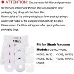 Dttery 3 Post + 3 Foam & Felt Filters Kit Replacement for Shark Rocket Ultra-Light Vacuum HV292, HV300, HV300W, HV301, HV302, HV303, HV305, HV308, HV310, UV450 Part XFFV300