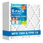 19 7/8x21 1/2 MERV 13 Pleated Air Filters - 6 Pack