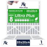 MervKing 20x20x4 Pleated Air Filter - MERV 8