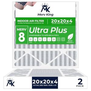 MervKing 20x20x4 MERV 8 Air Filter 2-Pack
