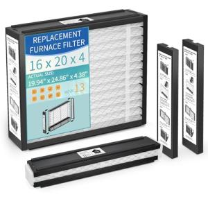 2-Pack 16x20x4 Replacement Air Filter for Honeywell FC100A1003, Lennox X0592 MERV 13 Allergy & Dust Defense, Pleated HVAC AC Furnace Filters(Actual Size: 15.94 x 19.75 x 4.38 Inches)