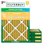 Filterbuy 29x30x2 Air Filter MERV 11 Superior Pet & Allergy Defense (4-Pack), Electrostatic Pleated HVAC AC Furnace Filters Replacement, Made in USA (Actual Size: 28.50 x 29.50 x 1.75)