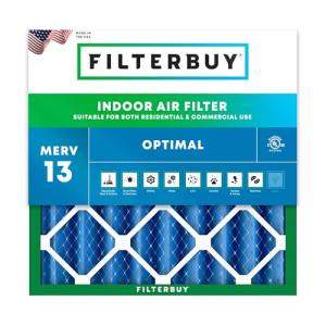 Filterbuy 21x21x4 Air Filter MERV 13 Optimal Smoke & Allergy Defense (1-Pack), Electrostatic Pleated HVAC AC Furnace Filters Replacement, Made in USA (Actual Size: 20.50 x 20.50 x 3.63)
