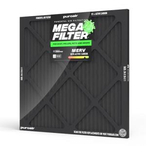 PuroAir MegaFilter - 24x24x1 Air Filter MERV 13 Activated CarbonTech Defense - Heavy Duty 3 Layer Furnace Filters Allergens, Pollen, Dust, Pet Dander, Smoke, Odors - HVAC Air Filter 24x24x1 (1-Pack)