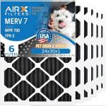 AIRX FILTERS WICKED CLEAN AIR. 24x30x1 Air Filter Odor Eliminator Carbon Filter MERV 7 AC HVAC Furnace Filters 6 Pack