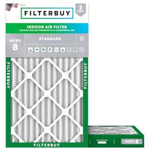 Filterbuy 17x25x2 Air Filter MERV 8 Essential Dust & Allergy Defense (2-Pack), Electrostatic Pleated HVAC AC Furnace Filters Replacement, Made in USA (Actual Size: 16.50 x 24.50 x 1.75)