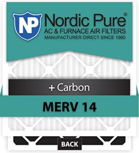 Nordic Pure 17_1/4x26x1ExactCustomM14+C-6 MERV 14 + Carbon AC Furnace Filter