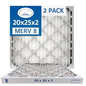 20x25x2 Air Filter MERV 8 (2-Pack) TRION Air Bear Pleated HVAC Air Filter Replacement (Actual Size: 19.50 x 24.50 x 1.75 Inches)