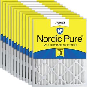 Nordic Pure 20x25x2 (Actual Size: 19 1/2 x 24 1/2 x 1 3/4) Pleated MERV 10 Air Filters 12 Pack