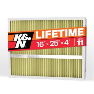 K&N 16X25X4 HVAC Furnace Air Filter, Lasts a Lifetime, Washable, Merv 11, the Last HVAC Filter You Will Ever Buy, Breathe Safely at Home or in the Office, HVC-41625
