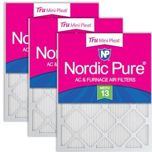 Nordic Pure 18x24x1 (Actual Size: 17 1/2 x 23 1/2 x 3/4) Tru Mini Pleat MERV 13 AC Furnace Air Filters – 2.5X More Media for Longer-Lasting, High-Efficiency Filtration - 3 Pack