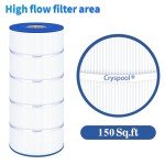 Cryspool® C150S Filter Compatible with CX150XRE, SwimClear C150S, cs150e, C-9441, PA150S, 150 Sq. Ft Pool Filter Cartridge, 1 Pack