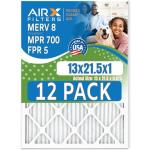 13x21.5x1 Air Filter MERV 8 Rating, 12 Pack of Furnace Filters Comparable to MPR 700 & FPR 5 - Made in USA by AIRX FILTERS WICKED CLEAN AIR.