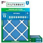 Filterbuy 14x20x1 Air Filter MERV 13 Optimal Smoke & Allergy Defense (3-Pack), Electrostatic Pleated HVAC AC Furnace Filters Replacement, Made in USA (Actual Size: 13.50 x 19.50 x 0.75)