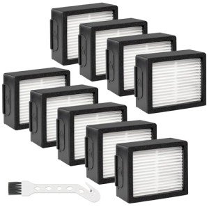 High-Efficiency Filters Replacement for i-Robot Roomba E I & J Series E5 E6 E7 i3 i3+ i4 i6 i6+ i7 i7+ j7 j7+ Vacuum Cleaner HEPA Filter, 9Pack 4639161 High Efficiency Filters + 1 Cleaning Brush