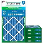 Filterbuy 17.5x27x2 Air Filter MERV 13 Optimal Smoke & Allergy Defense (5-Pack), Electrostatic Pleated HVAC AC Furnace Filters Replacement, Made in USA (Actual Size: 17.50 x 27.00 x 1.75)