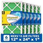 Maycold MERV 13 12x24x1 Air Filter (6-Pack), High-Efficiency Pleated AC & Furnace Filters, Actual Size: 11.70" x 23.70" x 0.75", Individually Wrapped in Plastic