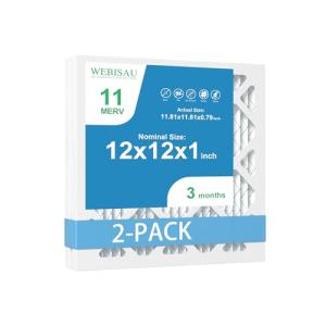 WEBISAU 12x12x1 Air Filter MERV 11 MPR 1000 Furnace Filters 2Pack Pleated HVAC AC Furnace Air Filters,Air Conditioner Filters (Exact size: 11 3/4"x11 3/4"x 3/4")