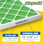 Maycold MERV 13 12x24x1 Air Filter (6-Pack), High-Efficiency Pleated AC & Furnace Filters, Actual Size: 11.70" x 23.70" x 0.75", Individually Wrapped in Plastic