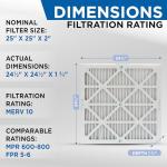 25x25x2 MERV 10 Pleated Air Filters - 2 Pack