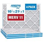 Aerostar 16 3/8 x 21 1/2 x 1 MERV 11 Pleated Air Filter, AC Furnace Air Filter, 4 Pack (Actual Size: 16 3/8"x21 1/2"x3/4")