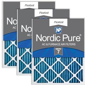 Nordic Pure 16x30x1 Pleated MERV 7 Filters 3 Pack
