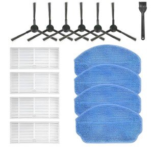 Replacement Parts for MAMNV BR151, for ZCWA BR151, for MANVINS G20, for Kilgone G20, for ONSON BR151, for MANVN BR151, for ZC WAS BR151, for iMartine BR151 Robot Vacuum,6 Side Brush,4 Mop Pad,4 Filter