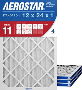 Aerostar 12x24x1 MERV 11 Air Filter 4-Pack