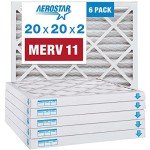 Aerostar 20x20x2 MERV 11 Pleated Air Filter, AC Furnace Air Filter, 6 Pack (Actual Size: 19 1/2"x19 1/2"x1 3/4")
