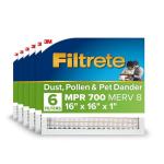 Filtrete 16x16x1 AC Air Filter, MERV 8, 6-Pack