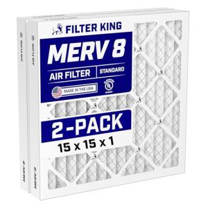 15x15x1 MERV 8 Pleated Air Filters - 2-Pack