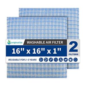 Originallife Washable HVAC Air Filter 16x16x1, 2-Pack