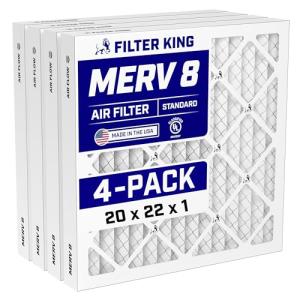 Filter King 20x22x1 MERV 8 Air Filters - 4-Pack