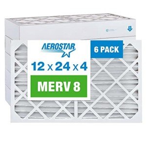 Aerostar 12x24x4 MERV 8, Pleated Air Filter, 12 x 24 x 4, Box of 6, Made in The USA