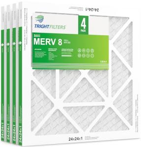 TRIGHTFILTERS 24x24x1 MERV 8 Air Filter 4 Pack
