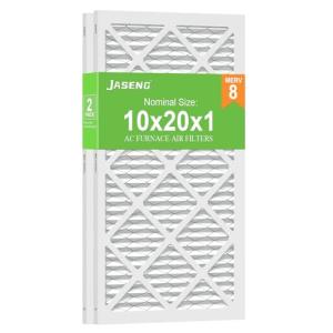 JASENG MERV 8 Furnace Filters 10x20x1 (2 Pack)