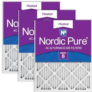 Nordic Pure MERV 8 Pleated Air Filters - 3 Pack