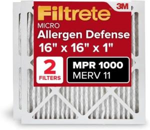 Filtrete 16x16x1 MERV 11 Air Filter, 2 Pack