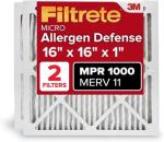 Filtrete 16x16x1 MERV 11 Air Filter, 2 Pack