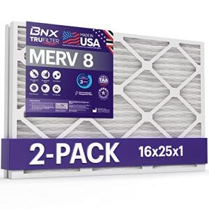 BNX 16x25x1 MERV 8 Air Filter 2 Pack