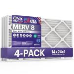 BNX TruFilter 14x24x1 MERV 8 Air Filters 4-Pack
