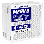 Filter King 24x25x2 MERV 8 Air Filters - 4-Pack