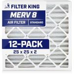 Filter King 25x25x2 MERV 8 Air Filters 12-Pack