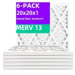 20x20x1 MERV 13 Pleated Air Filters 6-Pack