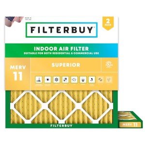 Filterbuy 22x22x1 Air Filter MERV 11 Allergen Defense (2-Pack), Pleated HVAC AC Furnace Air Filters Replacement (Actual Size: 21.50 x 21.50 x 0.75 Inches)