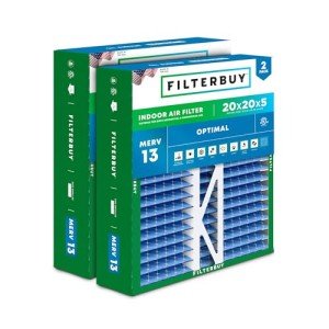 Filterbuy 20x20x5 Air Filter MERV 13 Optimal Defense (2-Pack), Pleated HVAC AC Furnace Air Filters Replacement for Honeywell FC100A1011, Lennox X0585 & More (Actual Size: 19.63 x 19.88 x 4.38 Inches)